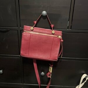 Chic Red Leather Crossbody Bag